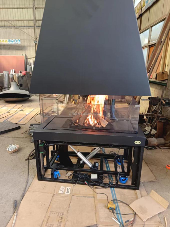 سبک میز فولاد کربن کنترل از راه دور شیشه هنر شومینه مستقل منحصر به فرد اروپا برتر سیاه مدرن 4