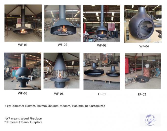 شومینه چوبی معلق سیاه آتش سوزی شومینه سقف داخلی فولاد سفارشی 1