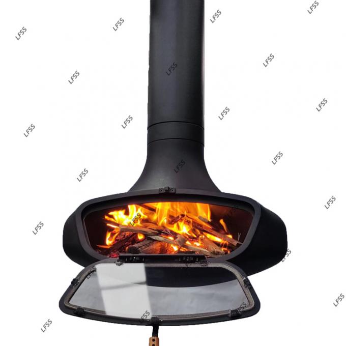 شومینه چوبی معلق سیاه آتش سوزی شومینه سقف داخلی فولاد سفارشی 21