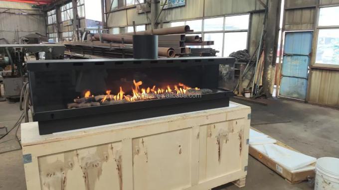 شومینه های گاز شومینه های گاز اروپا سیاه مات کربن پروپان فولاد سه طرفه گاز طبیعی 4