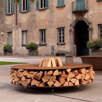 Multifunctional Zero Fire Pit Corten Steel Firewood Storage Wood Holder Table